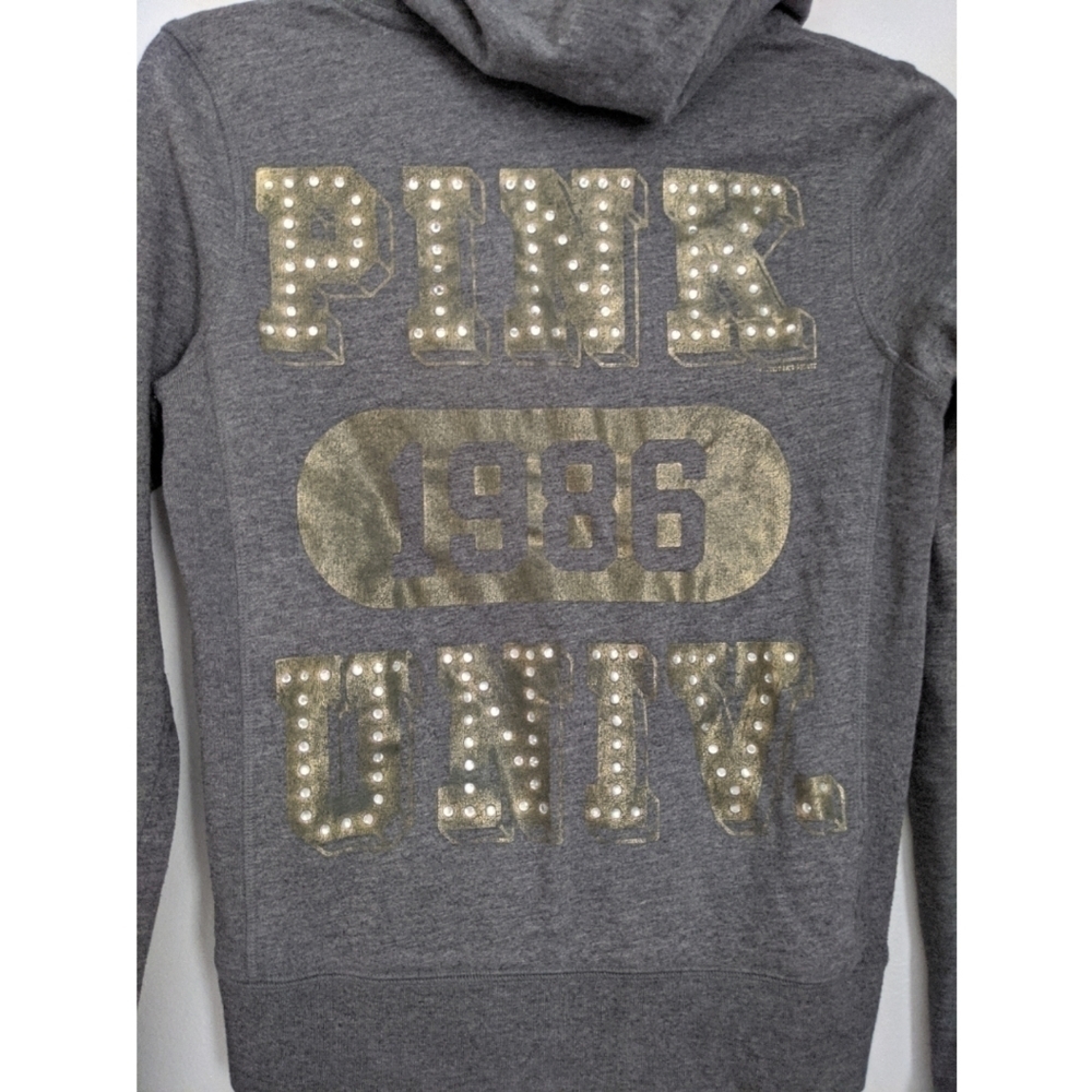 PINK Victoria's Secret Grey Gold Jeweled Hoodie XS